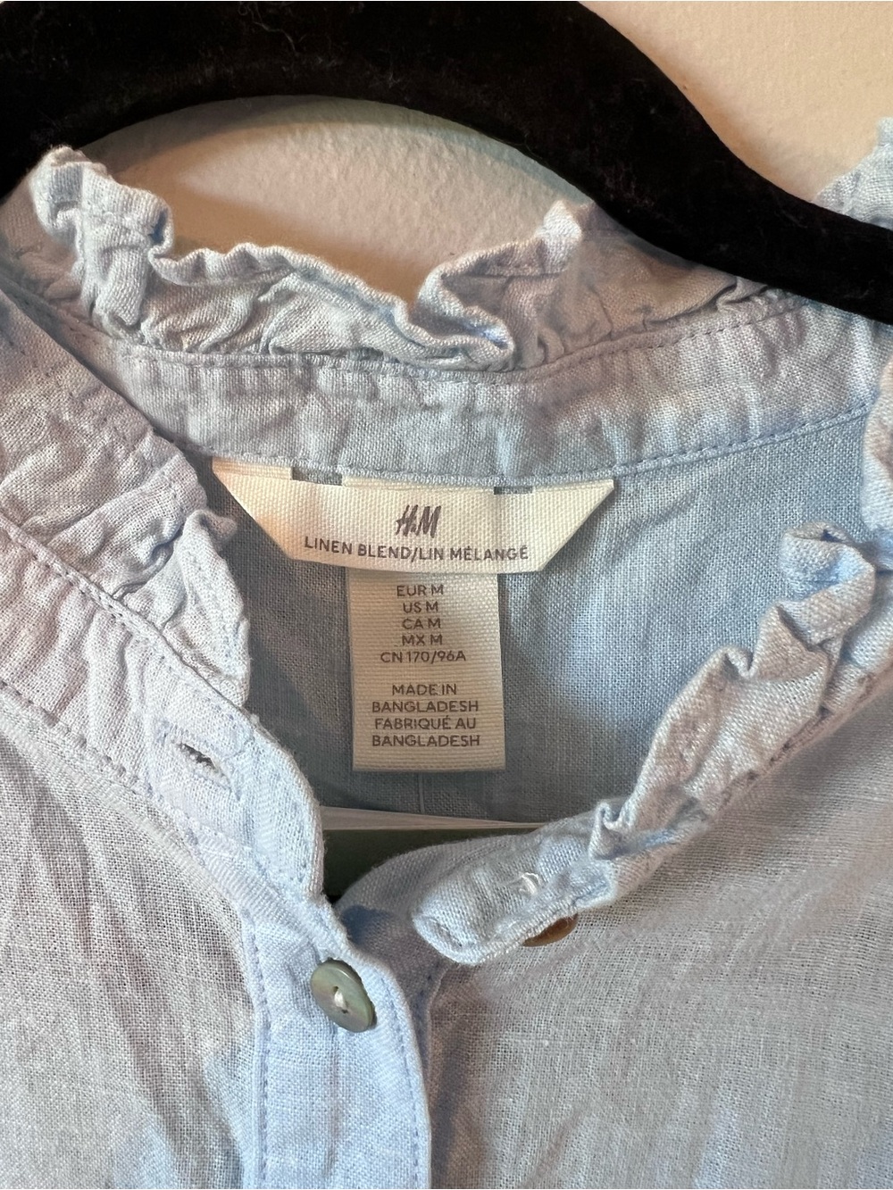 H&M Light Blue Ruffle Sleeve Button-Front Blouse - Picture 2 of 5